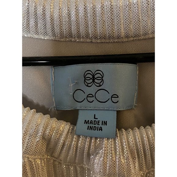 New Cece Metallic Silver layered tank top with tie‎ neck Sz L - Picture 5 of 10